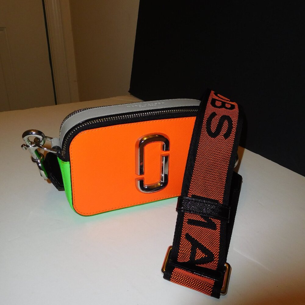 Marc Jacobs Saffiano Green/Orange Leather Crossbody Bag